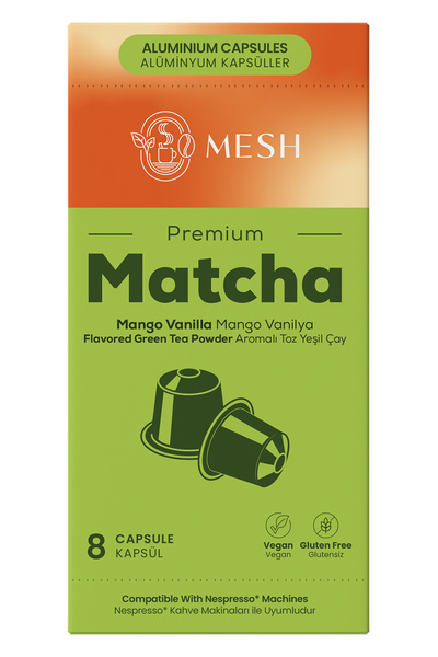 Mesh Nespresso Uyumlu Mango Vanilya Aromalı Matcha Kapsül 8'li - Premium Matcha Çayı