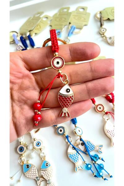 Cassime Breloc cu ochi roșu de pește placat cu aur