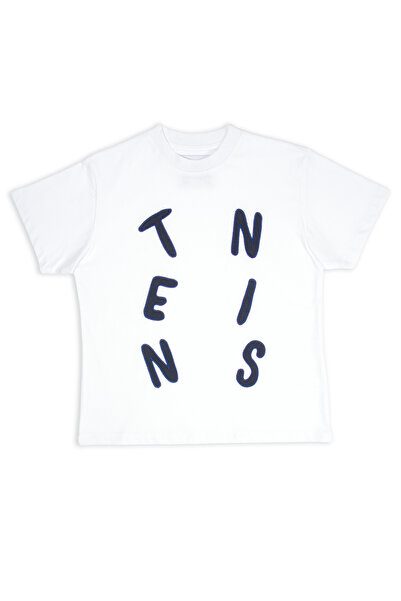 Unisex Çocuk Pamuklu Kısa Kollu T-shirt Tenis Tennis