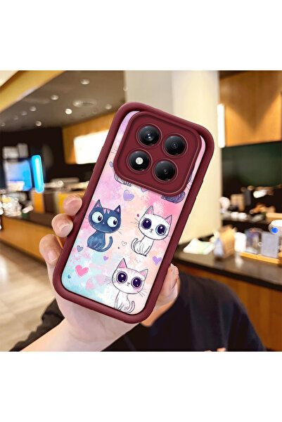 Hontinga جراب هاتف ملون بتصميم قطة لهاتف شاومي ريدمي نوت 14 برو بلس+ 5G مصنوع...