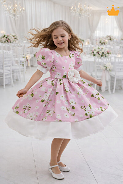 Babyhola 1-10 ani rochie de bal pentru fetiță din satin cu mâneci cu balon și...