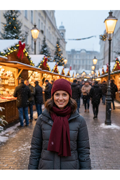 Mollycrush Women's Winter Burgundy Scarf and Beanie Set |   Stylish Knitting Set