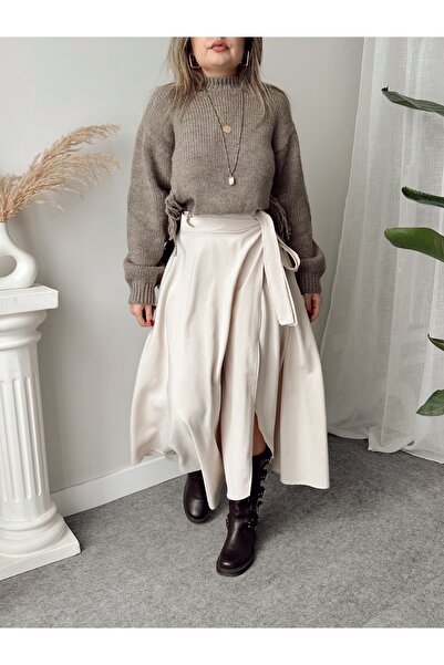 Nera Design Store Kruvaze Bağlamalı Özel Tasarım Vücut Seçmeyen A Form Kloş Etek