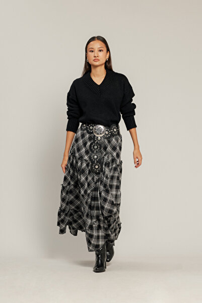 Nisan EKOSE DESENLİ ASİMETRİK ETEK