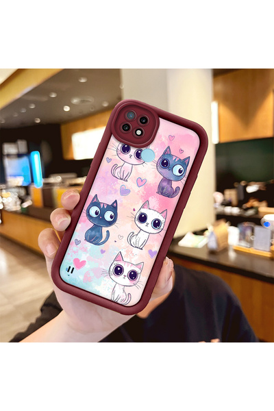 Hontinga حافظة هاتف من السيليكون المتوافقة مع Realme C21 تحمي الكاميرا بلون القط