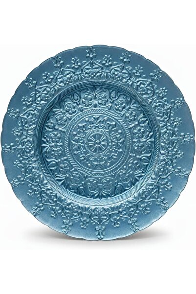 Alcoach 13 Inch Round Charger Plates, Black with Silver Embroidery Design, Elegant Decorative Dinner