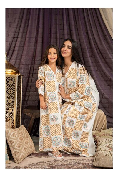 AFandina جلابية الام والبنت راقية بقصة واسعة ونقشة مميزة لأسلوب متفرّدSM -43