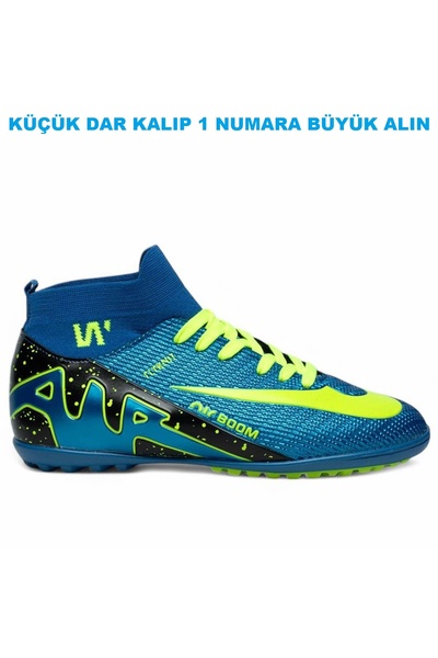 ClassyShot Walked Boys' Socks High-Top Ankle-High Non-Slip Nail-Free Carpet Field Cleats Blue Football Sports Shoes