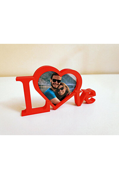 AtikPromosyon3D Special Red Love Written Illustrated Tabletop Frame for Valentine's Day 11X21Cm