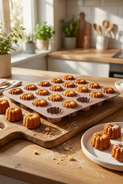 EVLE 25-Cavity Silicone Flower Cake Mold – Mini Floral Pattern, Non-Stick Baking Mold (24.5 X 24.5 cm)