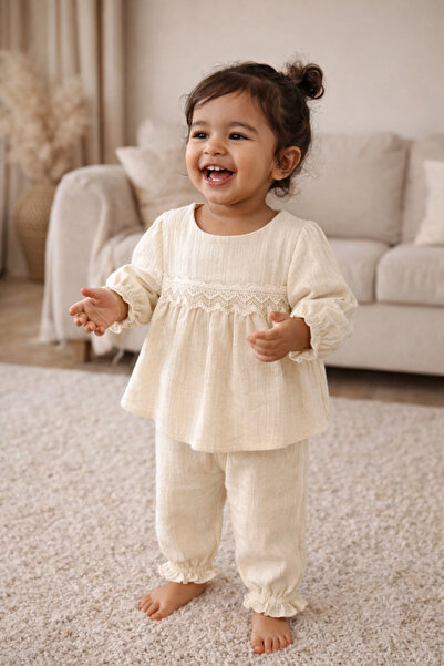 Babyhola 0-24 Ay Dantel Detay Kız Bebek Çocuk Alt Üst Takım 2005
