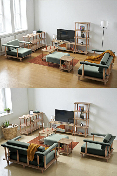 Eymense Pia Koltuk Takımı Oturma Odası Seti Konsollu Yeşil