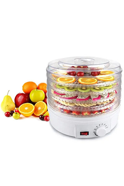 Dessini مجفف طعام كهربائي مزود بـ 5 صواني قابلة للتكديس (أبيض/شفاف)