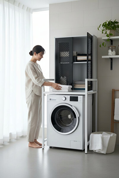 TOLIAHOME Çamaşır Makinası ve Kurutma Makinası Rafı Çamaşır Makinası Üstü Ban...