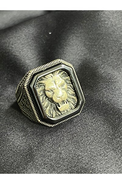 velvet gümüş 925 ayar aslanlı erkek yüzük