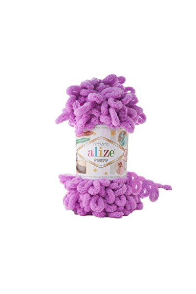Alize (5 pieces) Puffy 378 Orchid Hand-knitted Woolen Yarn for Slippers, Blankets, and Scarves