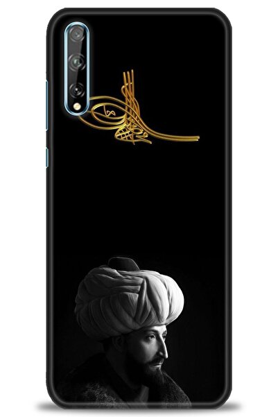 Rulet Aksesuar حافظة متوافقة مع هاتف هواوي Y8P HD مطبوع + واقي شاشة سيراميك غ...