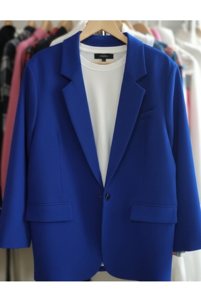 Mimoza tekstil Saks mavi Oversize blazer ceket