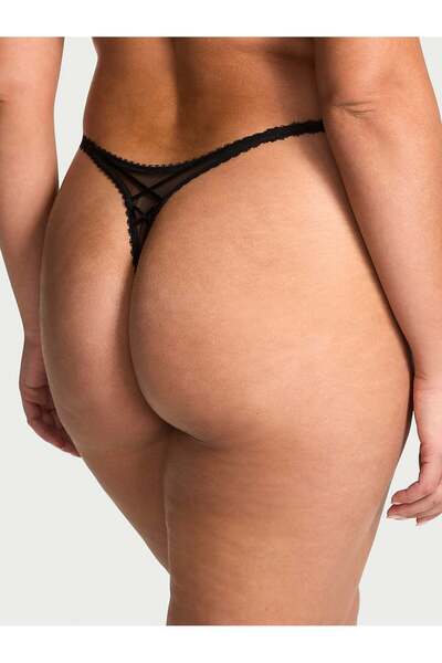 Victoria's Secret Çiçek İşlemeli Derin Bacak Kesimli Ayarlanabilir Tanga