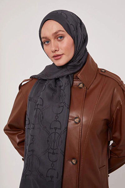 LuvenSara Lyocell Nai̇a Jacquard Shawl - Night Anthracite