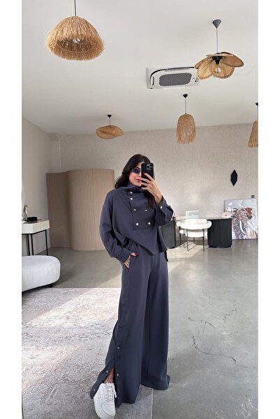 Buket Teke Anthracite Snap Detailed Modal Set