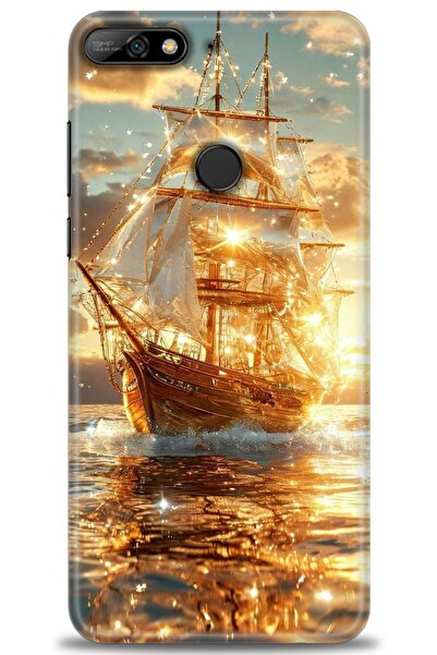 Rulet Aksesuar غطاء متوافق مع هاتف هواوي Y7 2018 HD مطبوع - غطاء سيليكون مصمم...