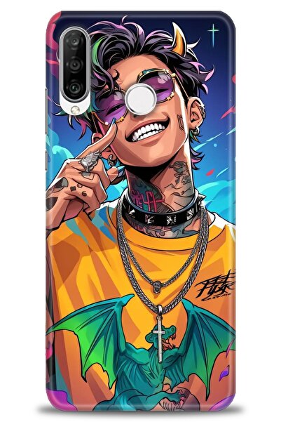 Rulet Aksesuar غطاء متوافق مع هاتف هواوي P30 لايت HD مطبوع - غطاء سيليكون بتص...