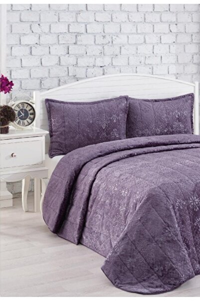 Bella Home İpeksoft Double Bedspread Set - 240X260 cm - with Original Bag - Plum