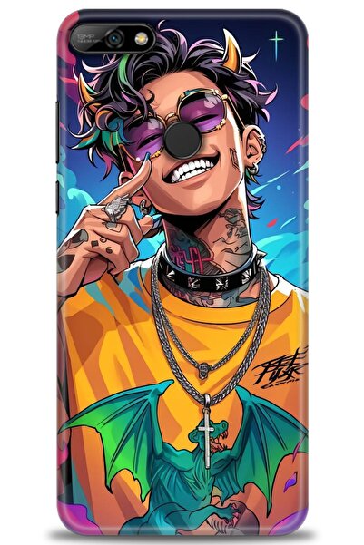 Rulet Aksesuar غطاء متوافق مع هاتف هواوي Y7 2018 HD مطبوع - غطاء سيليكون مصمم...