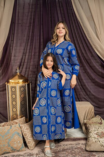 AFandina جلابية الام والبنت راقية بقصة واسعة ونقشة مميزة لأسلوب متفرّدSM -43