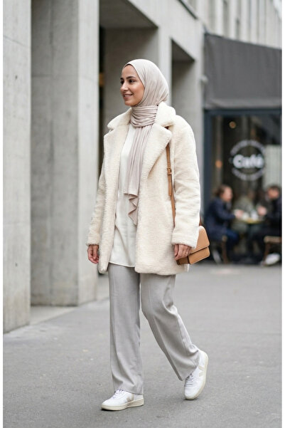 sefamerve سترة مخملية بأزرار وجيوب 6342-02 كريمي