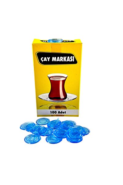 TOMBİ-X 100 Pcs Tea Brand Round Transparent Blue