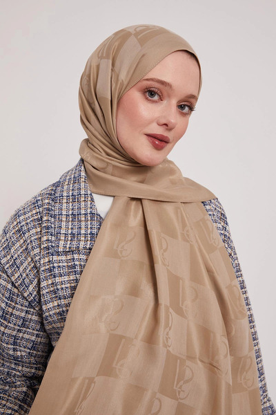 LuvenSara Lyocell Nai̇a Jacquard Shawl - Pearl Beige