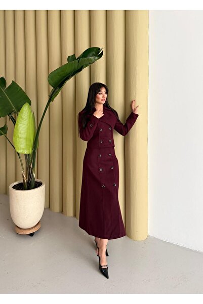 ALANNA Ceket Etek Takım 2186 - Bordo