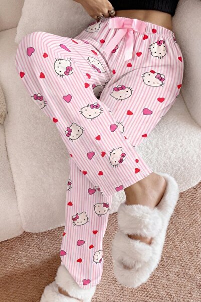 HAKKE Ριγέ ΠΑΝΤΕΛΟΝΙ ΠΙΤΖΑΜΑΣ με σχέδιο Hello Kitty Milan Soft