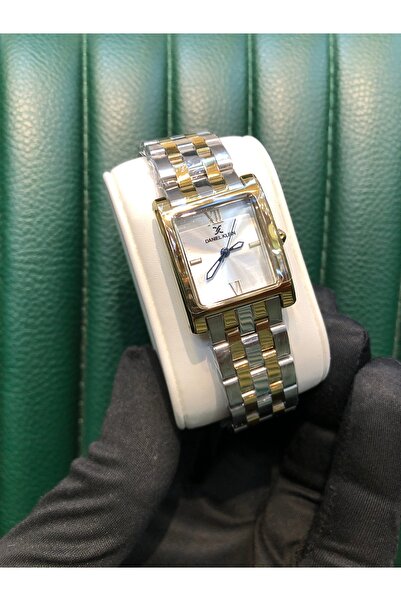 Daniel Klein ساعة يد نسائية مربعة ذات لونين مقاومة للماء