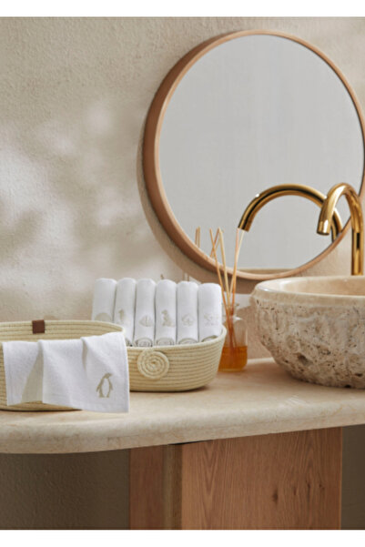 NETAVANTAJ Özdilek Wipure 12'li Nakışlı Yıkanabilir Havlu Peçete 20x20 cm Krem