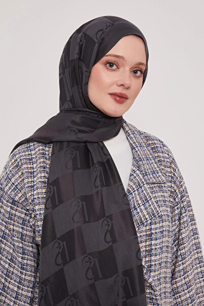 LuvenSara Lyocell Nai̇a Jacquard Shawl - Night Anthracite