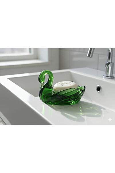 LUCES DESİGN Kristal Kuğu Sabunluk Akrilik Dekoratif Sabunluk