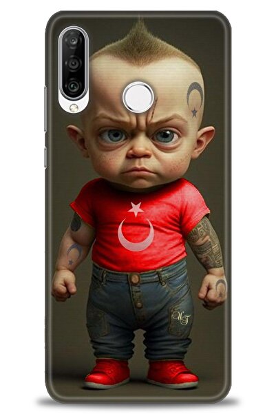 Rulet Aksesuar غطاء متوافق مع هاتف هواوي P30 لايت HD مطبوع - غطاء سيليكون بتص...