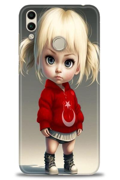 Rulet Aksesuar غطاء متوافق مع هاتف هواوي هونر 8C HD مطبوع + واقي شاشة سيراميك...