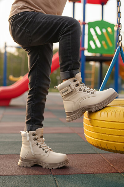 WALKWAY 24035 F Бежови детски ботуши с подплата от Vison Polar и противоплъзгаща подметка, подходящи за момчета и момичета