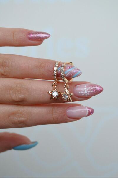 Sacce Scarves&Accessories Star Dangle Hoop Earrings |   Zircon Stone Mini Star Earrings