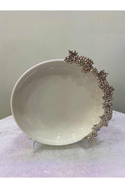 MİMSEGÜN DEKOR Grape Figured Deep Plate Silver