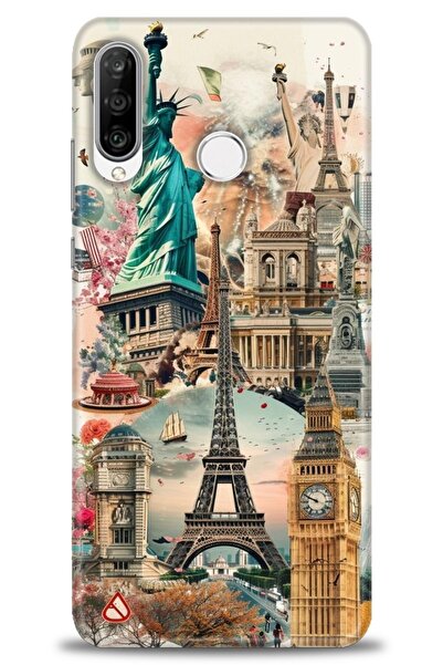 Rulet Aksesuar غطاء متوافق مع هاتف هواوي P30 لايت HD مطبوع - غطاء سيليكون بتص...