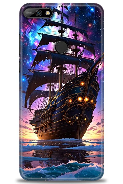 Rulet Aksesuar غطاء متوافق مع هاتف هواوي Y7 2018 HD مطبوع - غطاء سيليكون مصمم...