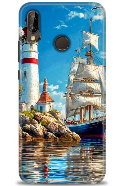 Rulet Aksesuar غطاء متوافق مع هاتف هواوي P20 لايت HD مطبوع - غطاء سيليكون بتص...