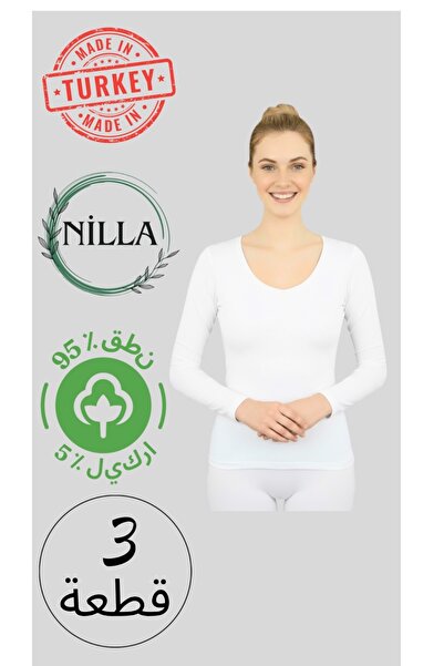 Roft & Pink 3-Piece Women's Cotton Open Collar Long Sleeve Bodysuit