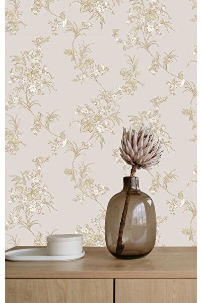 Golden DUVAR KAĞIDI-BORDÜR Çiçek Desen Nonwoven Silinebilir 5.2m² Dekoratif D...