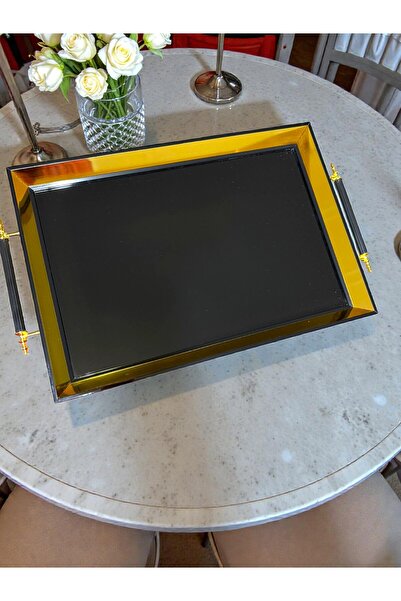Mia Premium Gold Siyah Lake Çerçeve Ton Uyumlu Piano Black Ayna Zemin Büyük B...